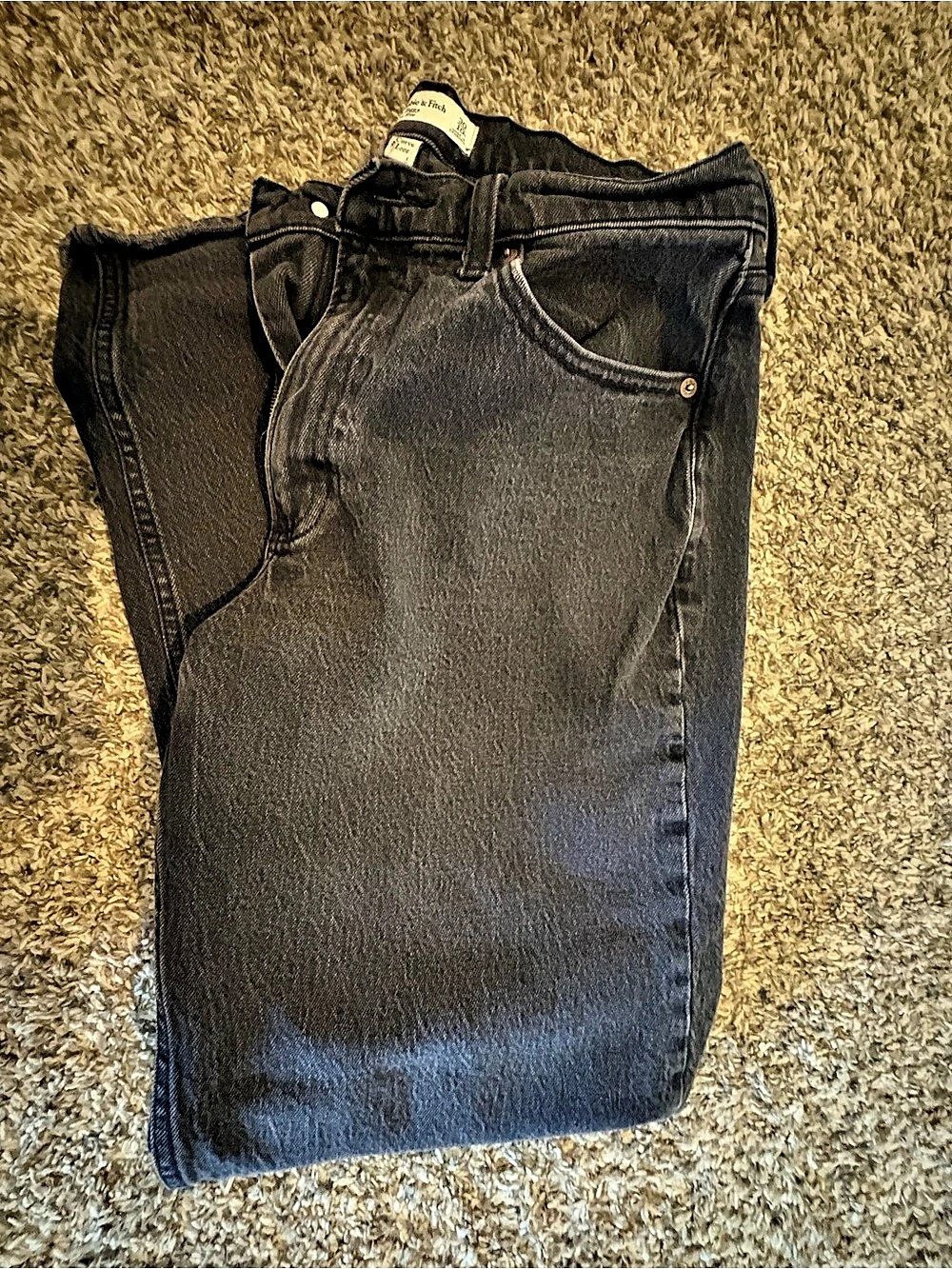 Abercrombie & Fitch Curve Love The Baggy Low Rise Jean Black Waist 30